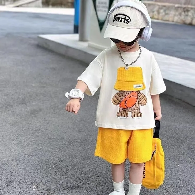 

Boys' Summer Suit 2024 New Children's Cool Summer Short Sleeved Children's Clothing Boys and Babies Sports Clothing Trend