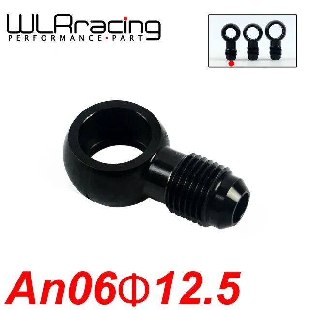 WLR RACING - Aluminum banjo adaptor Bolt AN6 AN-6 -6 an to 12.5mm brake fitting Black WLR-SL776-06-12