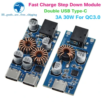 TZT 더블 USB C타입 휴대폰 급속 충전 어댑터, 화웨이 SCP/FCP PD용 스텝 다운 모듈, DC7.1V-32V 3A, 30W, QC3.0, QC2.0 