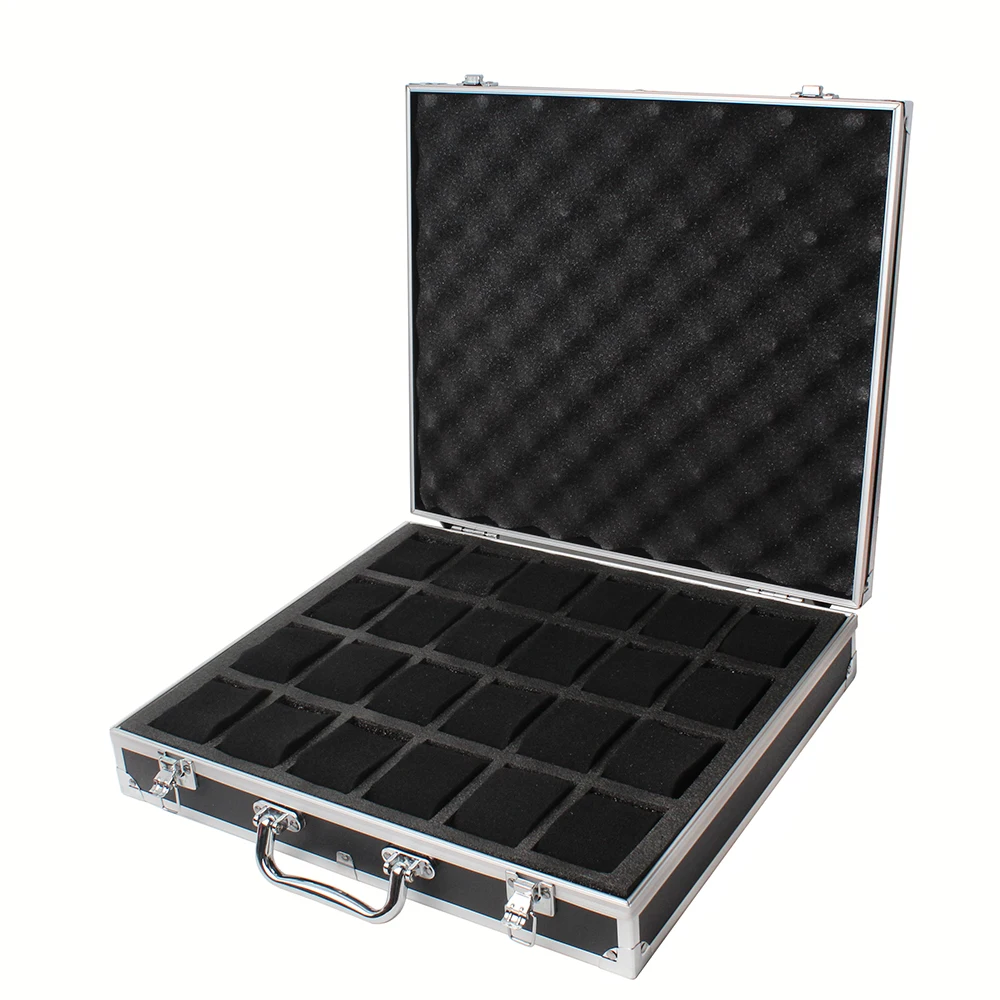 10/18/24 Grids Portable Aluminum Watch Case With Handle For Large Capacity Storage Of Jewelry And Watch Display Case