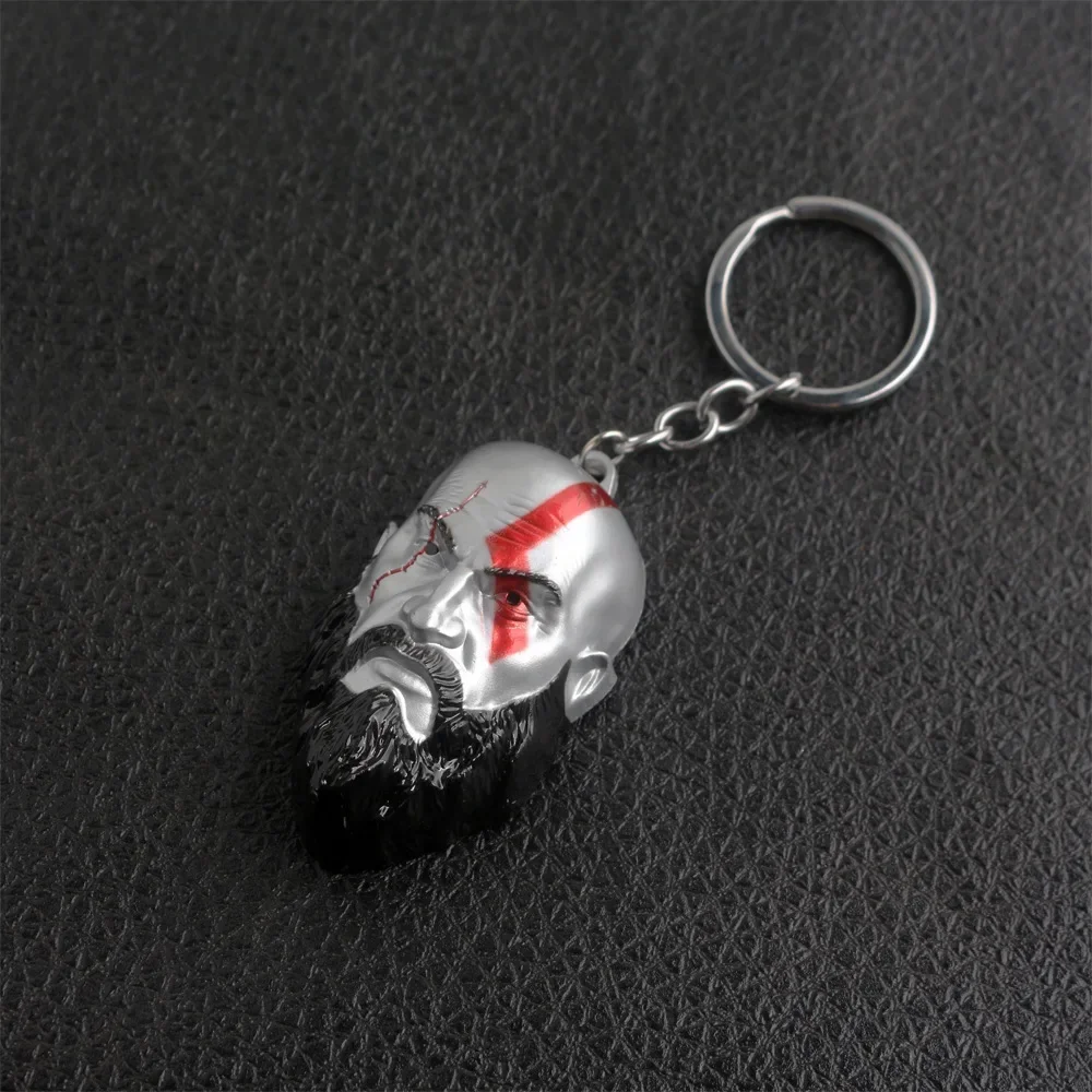 Creative Game God of War Figure Kratos Profile Picture Key Ring Metal Key Chain Hot Selling Backpack Pendant Anime Peripherals