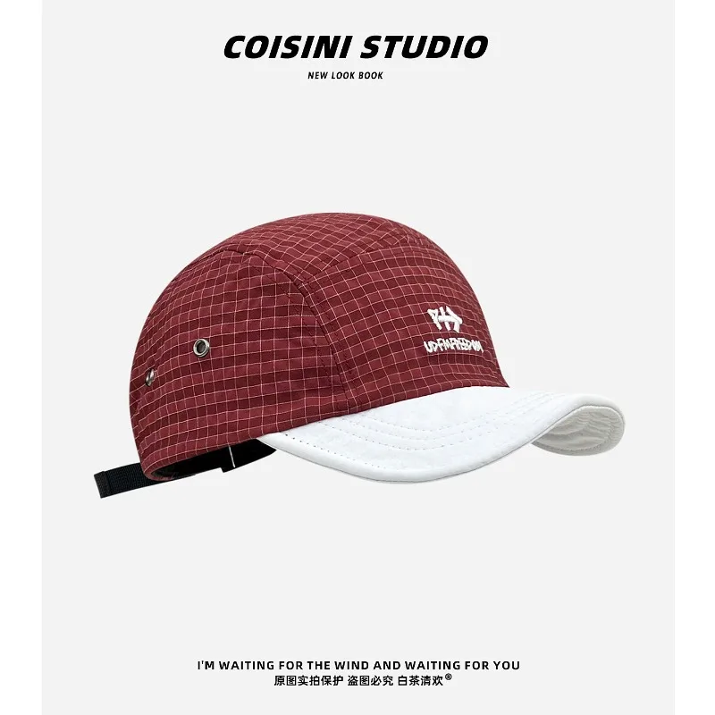 Neue, farblich abgesetzte, karierte, bestickte Baseballkappe mit weichem Oberteil und schnelltrocknendem Material für Damen und Herren, Sonnenschutz für Frühling und Sommer. – Detail 4