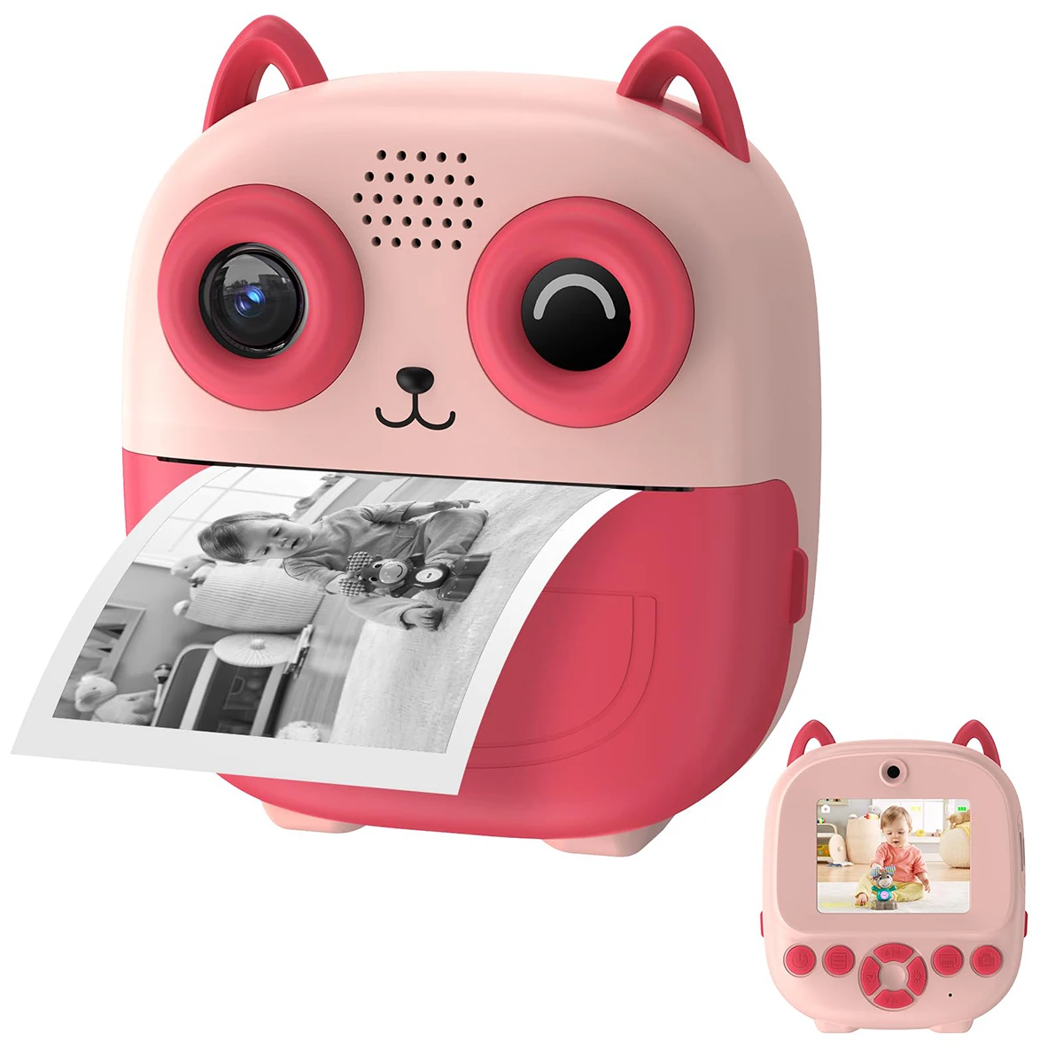 

Камера мгновенной печати с термопринтером, цифровая селфи-камера с рулонной бумагой для печати, 5 монохромных цветов