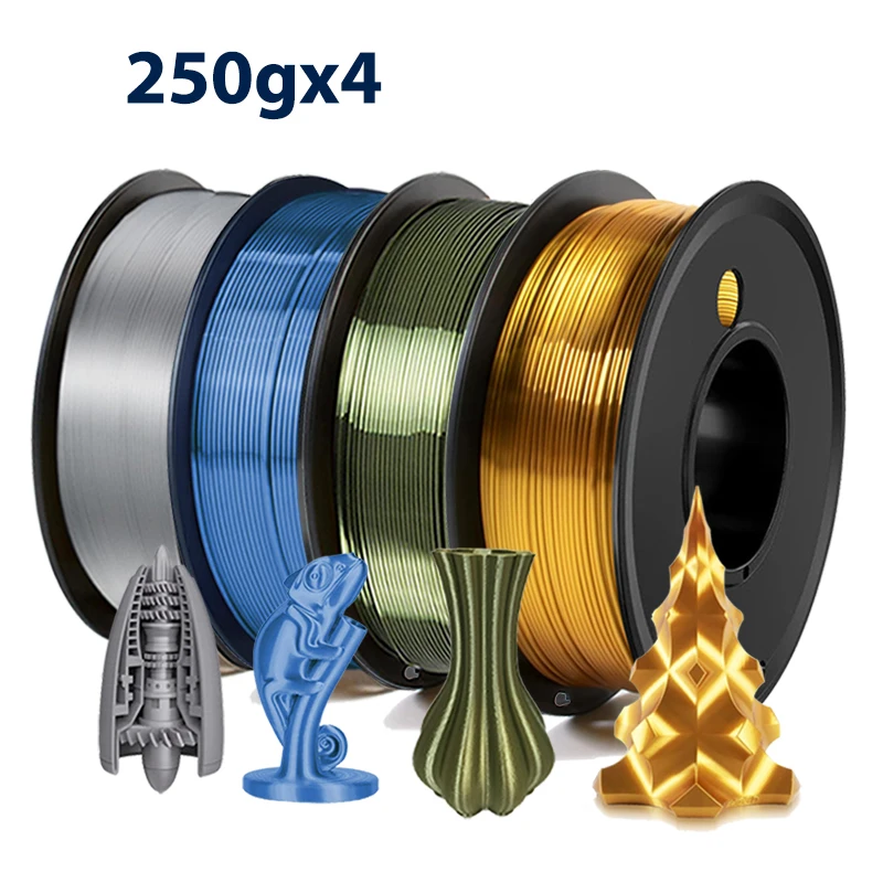 

250gx4 Нить для 3D-принтера PLA Шелковое золото Бронза 1,75 мм шелк серебристо-синий Заправки для 3D-печати Проволока Вакуумная упаковка 250 г 500 г 1 кг