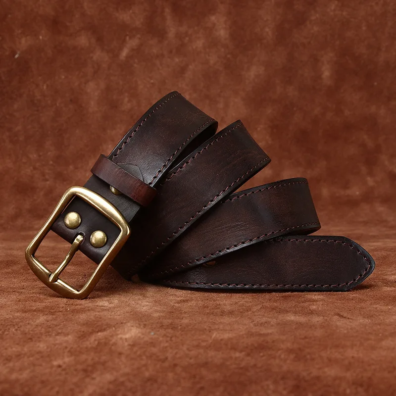 Handmade vintage top layer cowhide men's belt versatile casual belt genuine leather pin buckle jeans belt