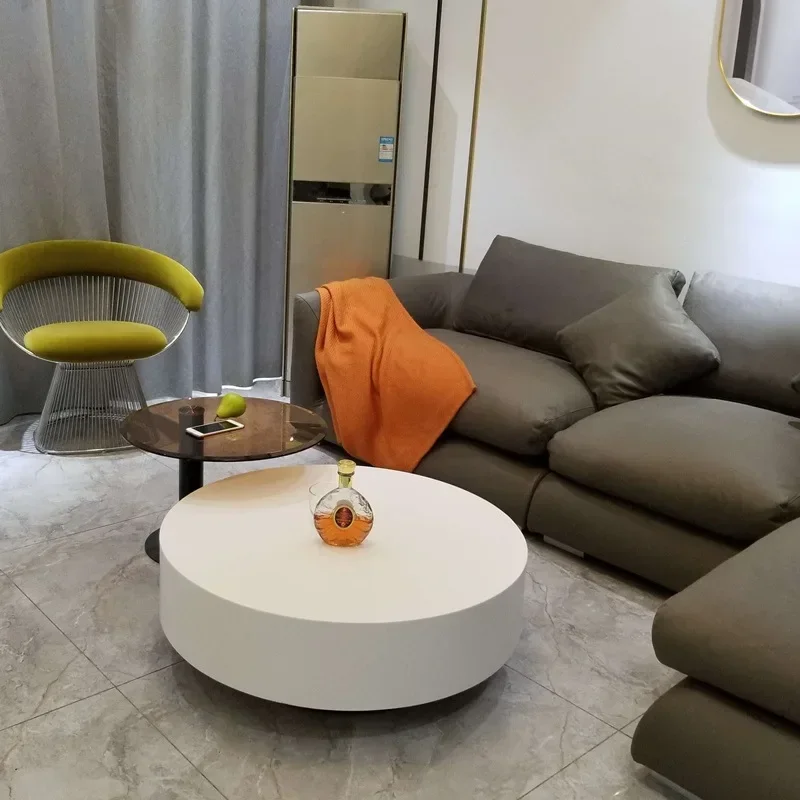 Round coffee table, small apartment living room, home light luxury, simple modern net red glass corner