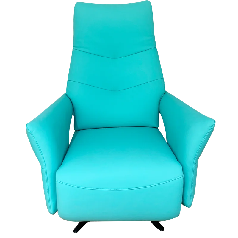 China Guangdong Manufacturer Customized Furniture Living Room Sky Blue Swivel Armchair for Relaxing