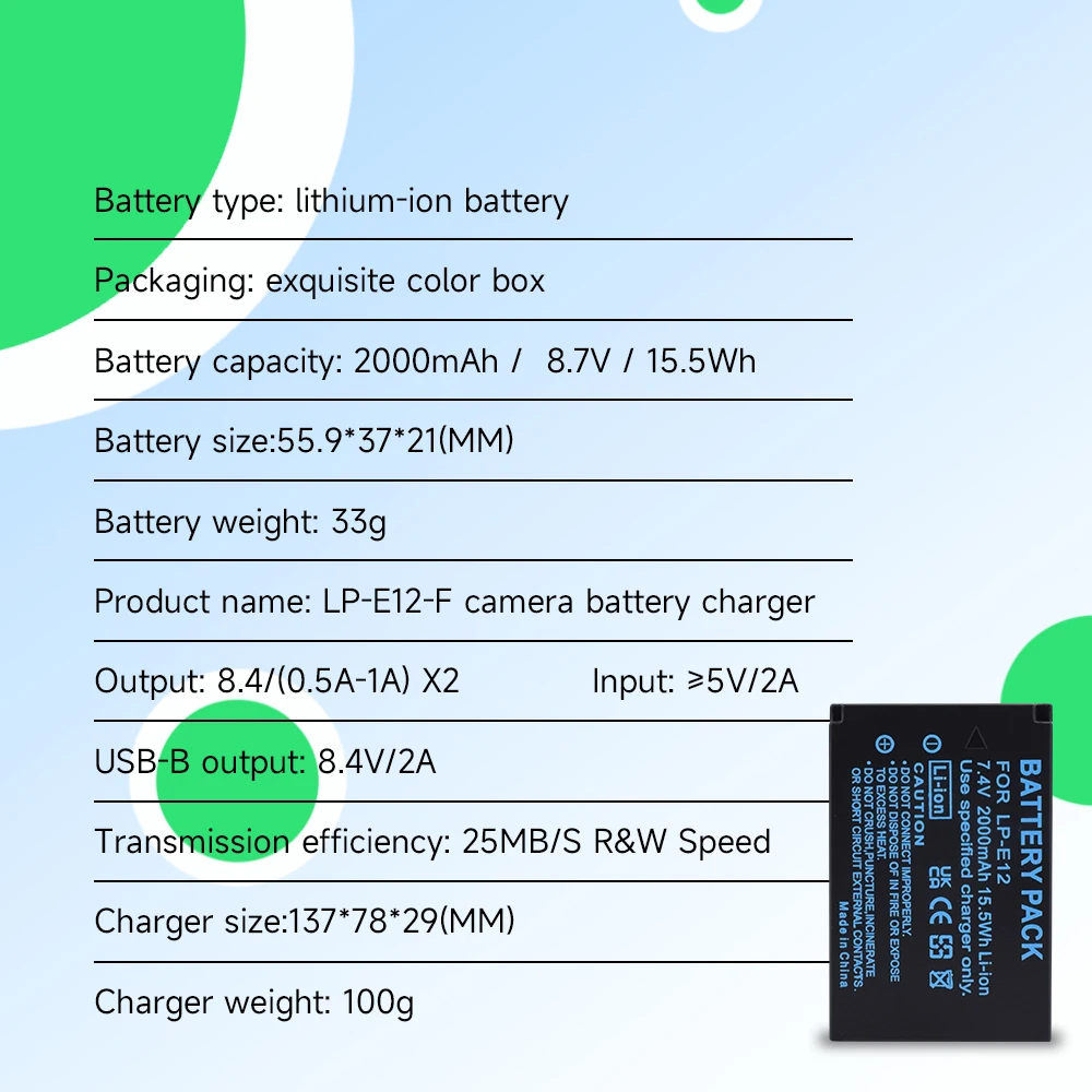 PALO LP-E12 LPE12 LP E12 Camera Battery + Multifunction Smart Charger for Canon M 100D Kiss X7 Rebel SL1 EOS M10 EOS M50 DSLR