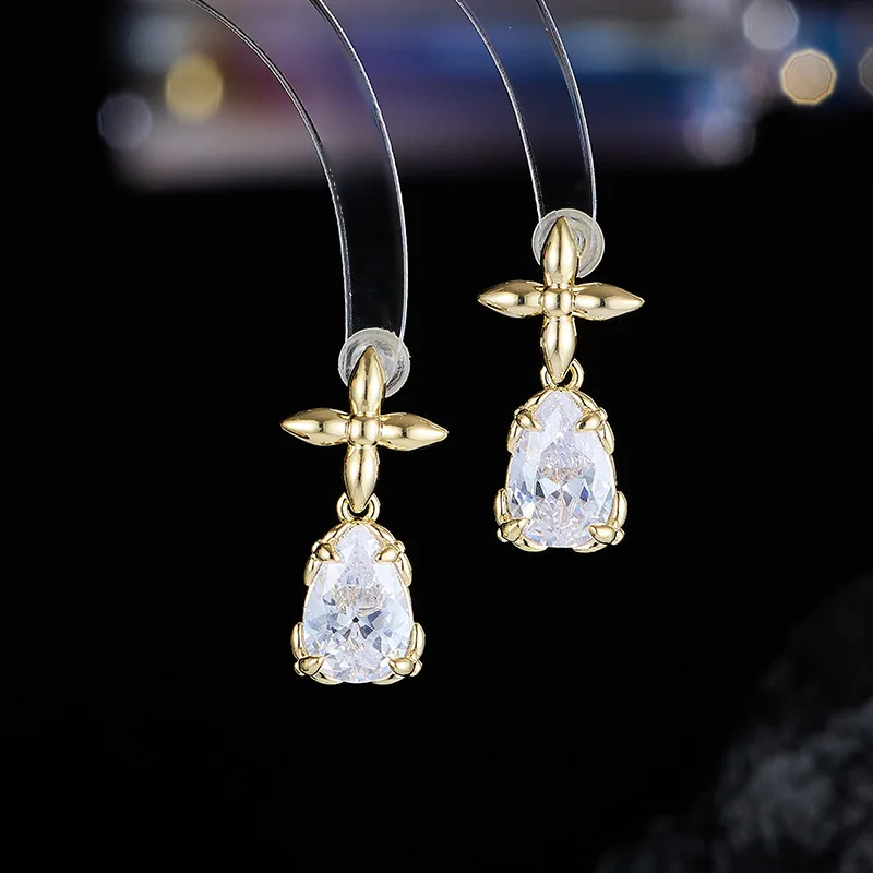 

French Style Light Luxury Flower Water Drop Tassel Earrings for Women S925 Silver Needle Personality Sweet Elegant Exquisite Ear