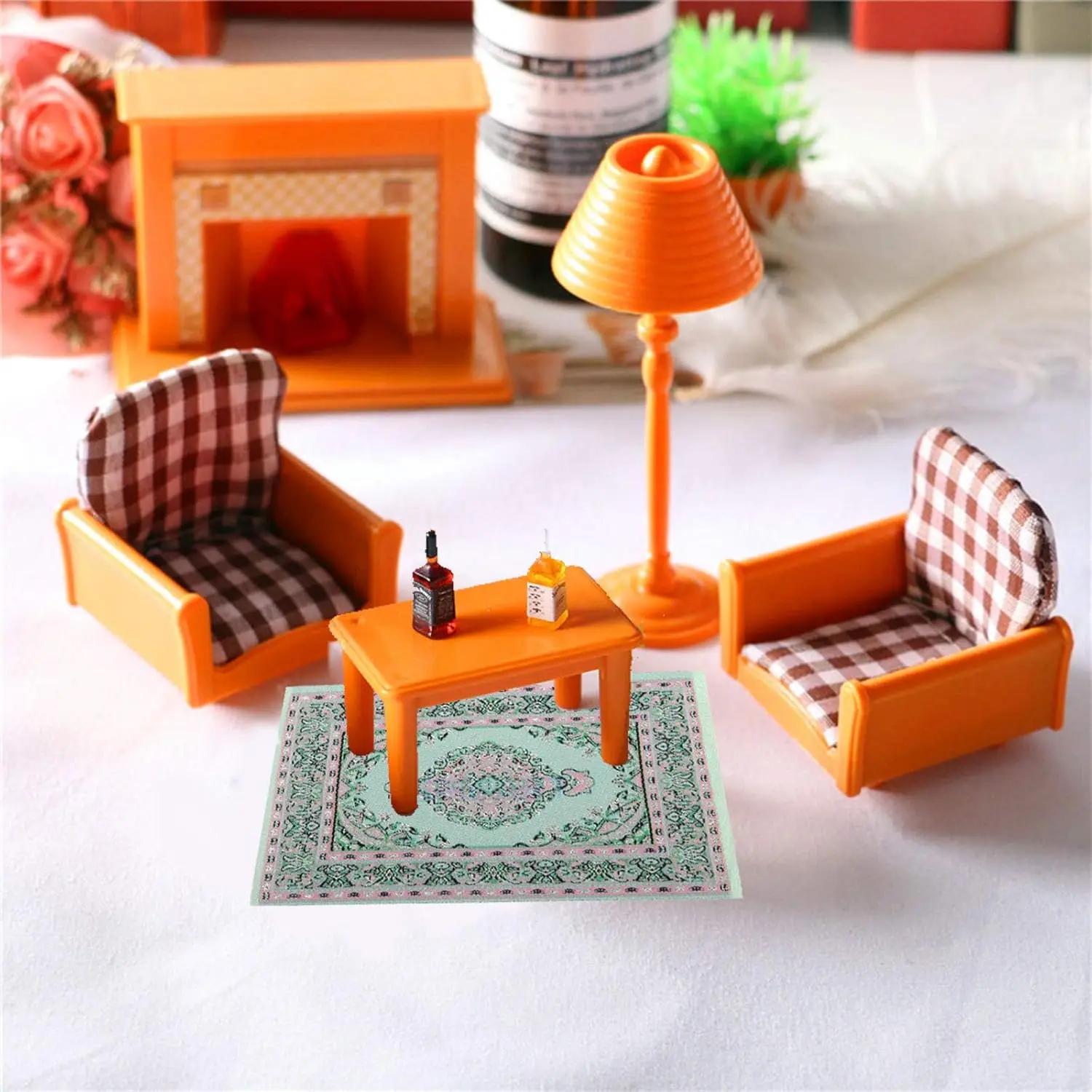 1/12 Scale Dollhouse Furniture Set Bedroom Bathroom Kitchen Livingroom Miniature DIY Accessories for Kid Pretend Play Mini House view 4