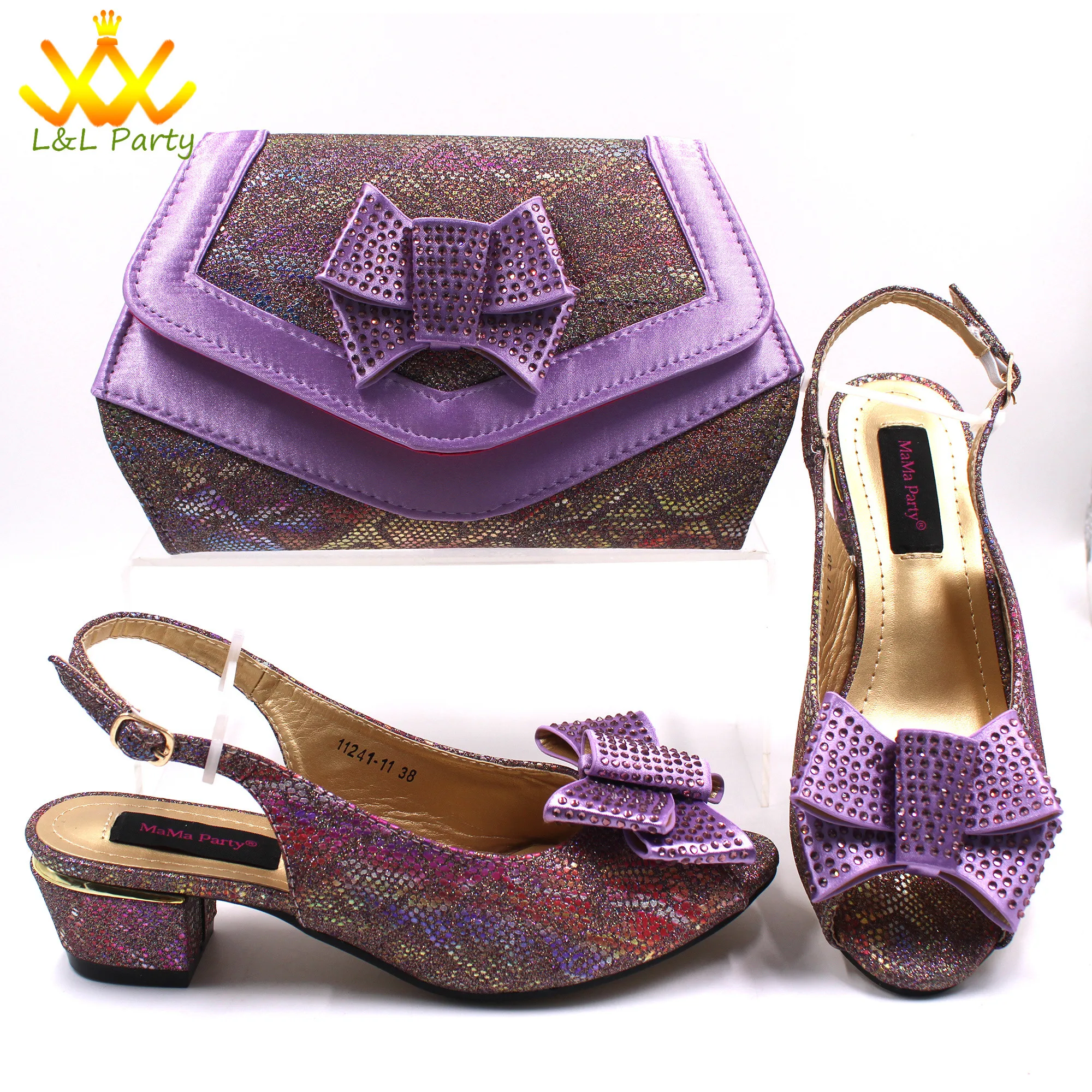 

2024 Classics Fashion New Arrivals African Women Shoes and Bag to Match in Gold Color High Quality Sandals for Wedding