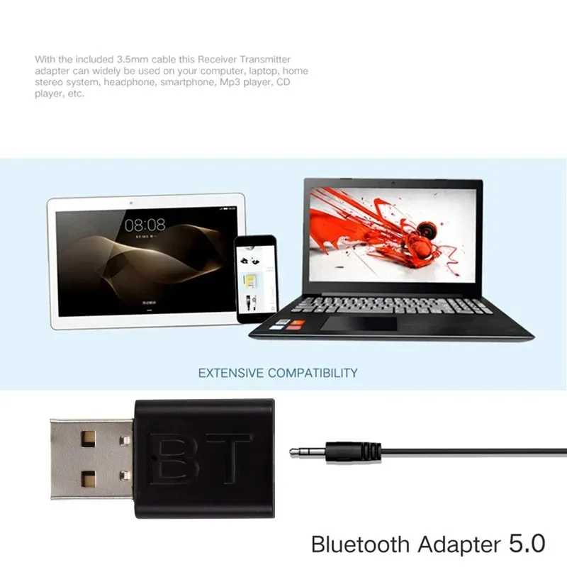 Bluetooth GRWBEOU-USBワイヤレスレシーバーアダプター,5.0mm,AUXオーディオ,車,テレビ,ヘッドセットスピーカー用のモノラル音楽レシーバー,a2dp,3.5