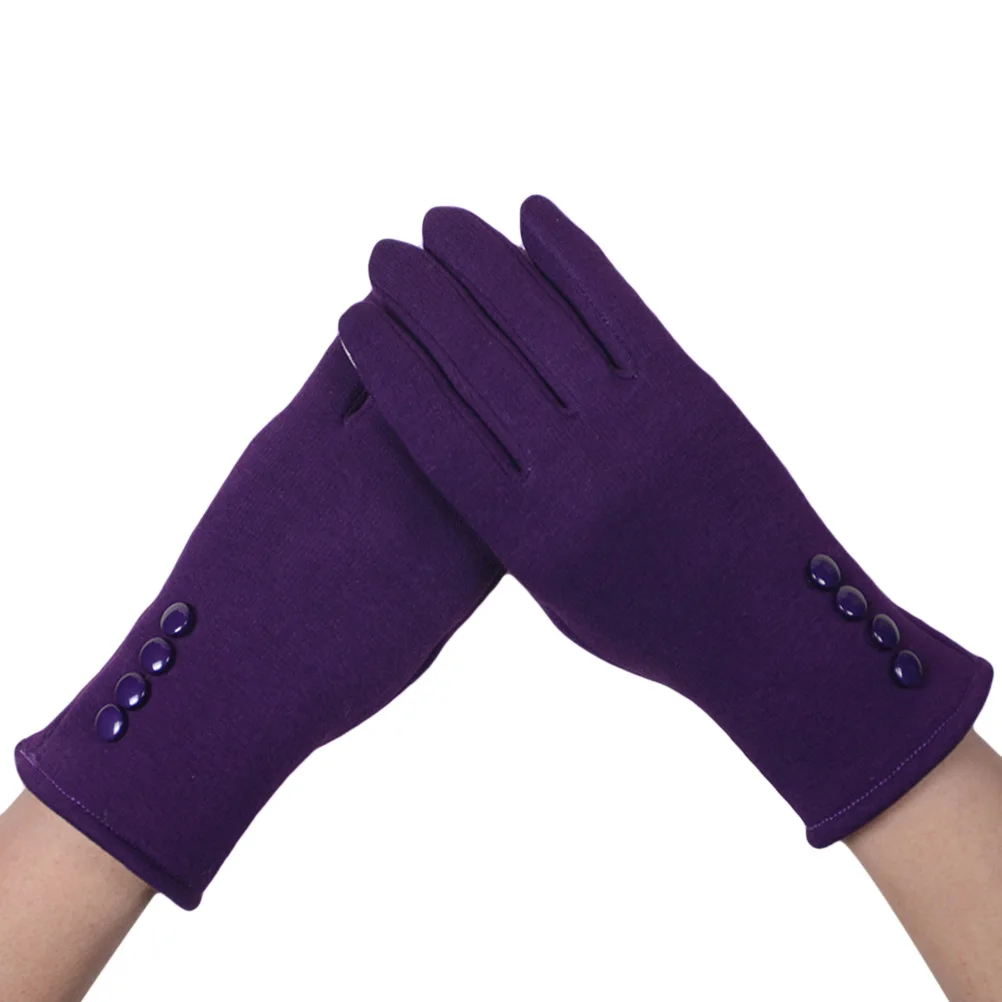

Women Touch Screen Warm Gloves Winter Outdoor Riding Gloves For Female Cotton Four Buckles Non-Down Free Size Anti-Slip