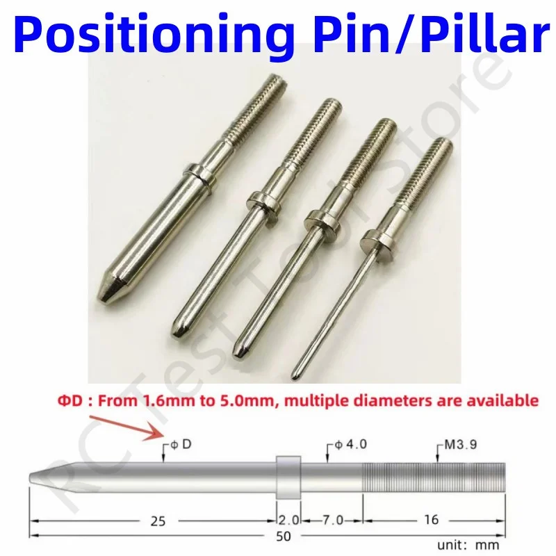 10/50/100PCS DIY Test Positioning Pin 50mm Round Head Cylindrical Positioning Pin Nickel Plating Test Thimble PCBTest Probe Pin