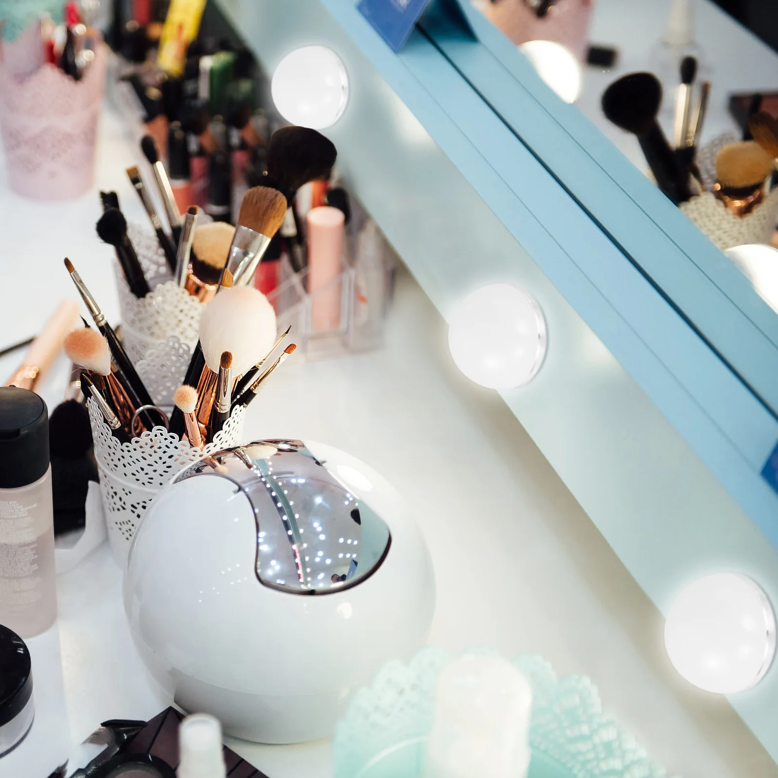 

10pcs Round Led Bulb Cover For Makeup Mirror Replacement Lamp Shade, Hemispherical Lighting Fixture Globe For Bathroom Bedroom