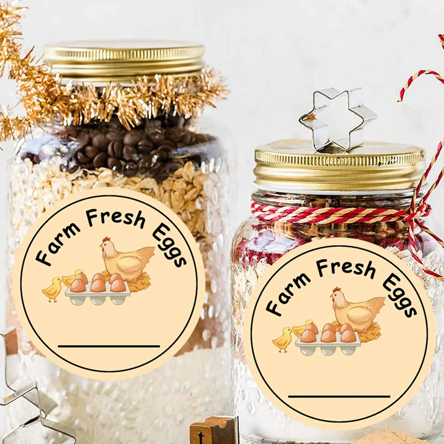 Imagem -02 - Farm Fresh Chicken Egg Labels Canning Jars Adesivos Adesivos de Embalagem do Mercado do Fazendeiro 500 Pcs