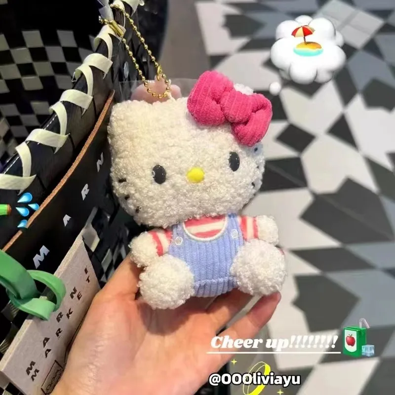 

Kawaii Sanrio Hello Kitty Key Ring Cute Anime Cartoon KT Cat Plushies Pendant Key Ring Fashion Knapsack Decoration Holiday Gift