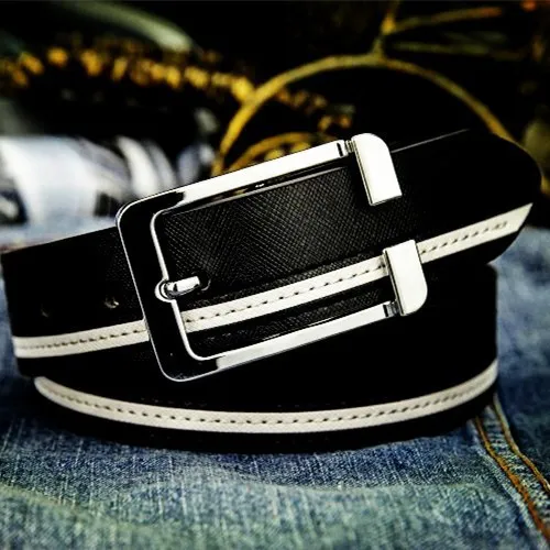 حزام رجالي بإبزيم دبوسي من الجلد الطبيعي حزام كاجوال وعصري من جلد البقر