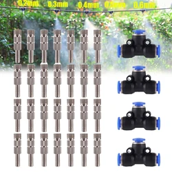 5 Pcs 6mm Filter Misting Nozzle 0.1~0.6mm Low pressure Quick Access Atomized Nozzle Garden Greenhouse Irrigation Cooling Sprayer