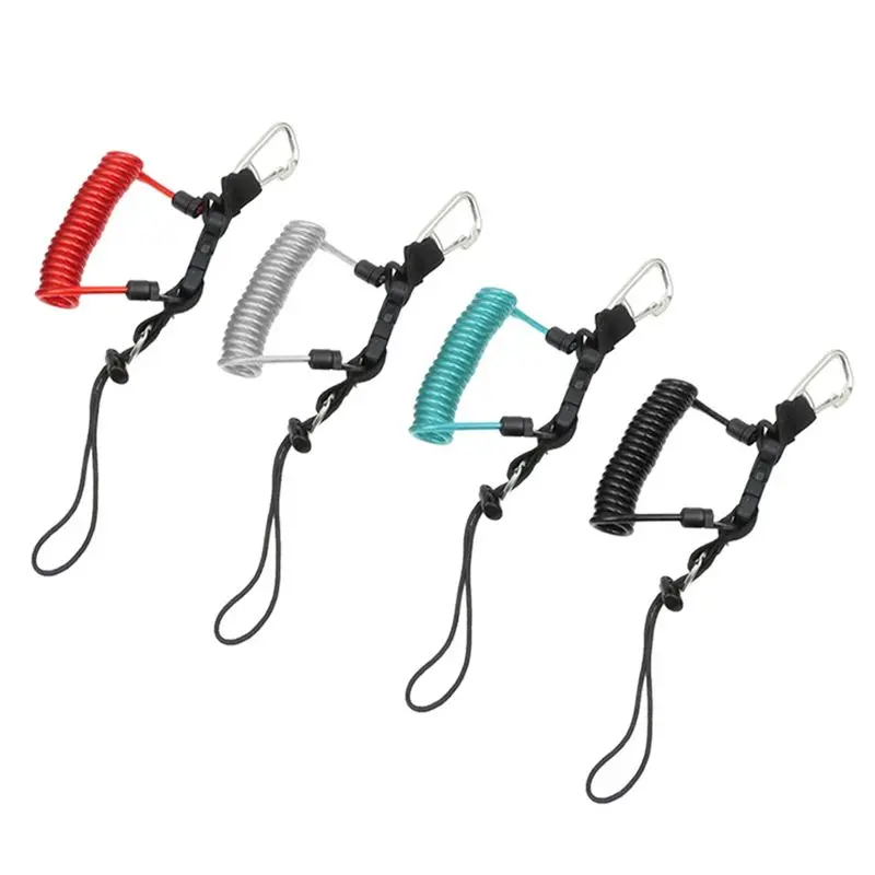 AEB0-4PCS Scuba Diving Snappy Coil Springs Camera Lanyard Spiral With Ring Dive For Underwater Housing Flashlight Torch