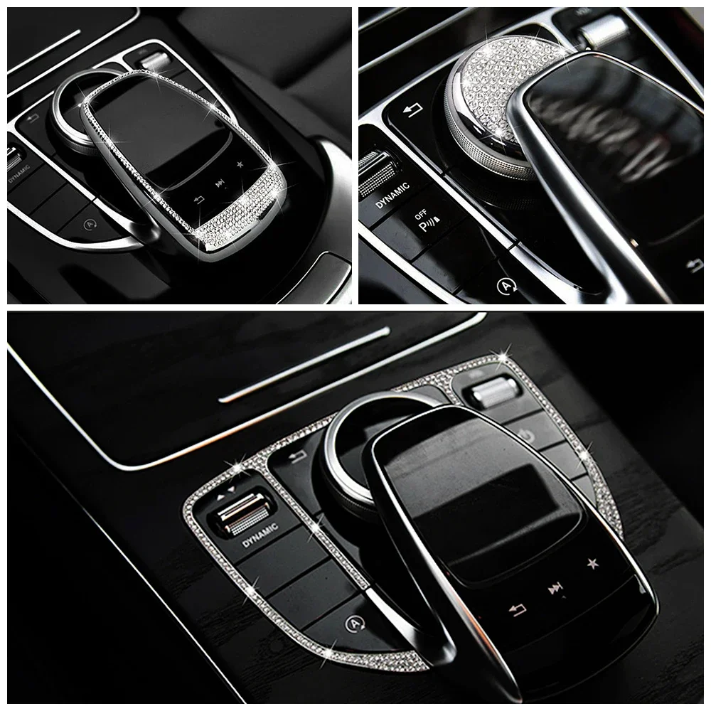 For Mercedes Benz C E GLC Class W205 W213 X253 2015 2019 Central Console Mouse Adjust Button Switch Trim Crystal Diamond Sticker