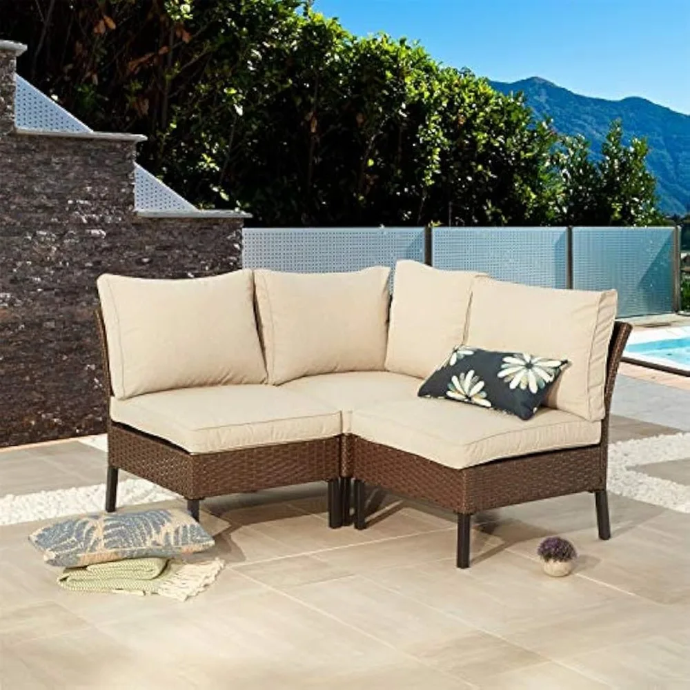 Beach Chairs, Outdoor Wicker Furniture Set Sectional Corner Sofa Modern Metal Patio Armless Chair, Beach Chairs