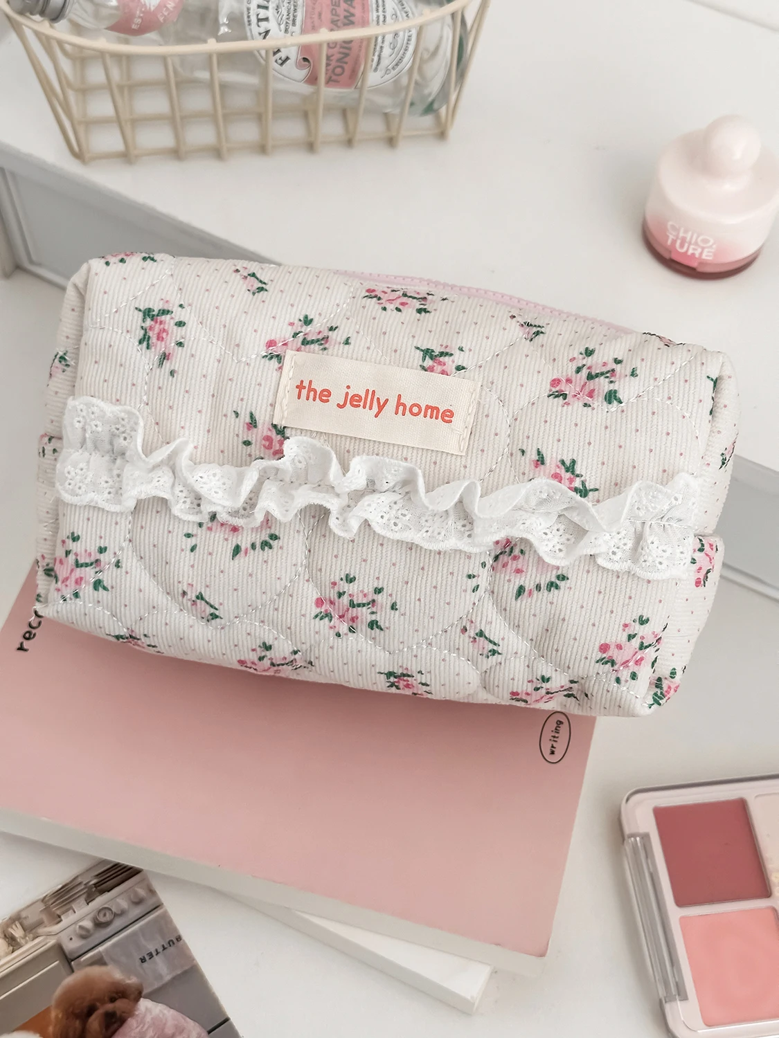 Square Flower Women Lace Small Makeup Bag Travel Organizer Cosmetic Handbag Pouch Gilrs Cute Rose Square Zipper Wallet Bags