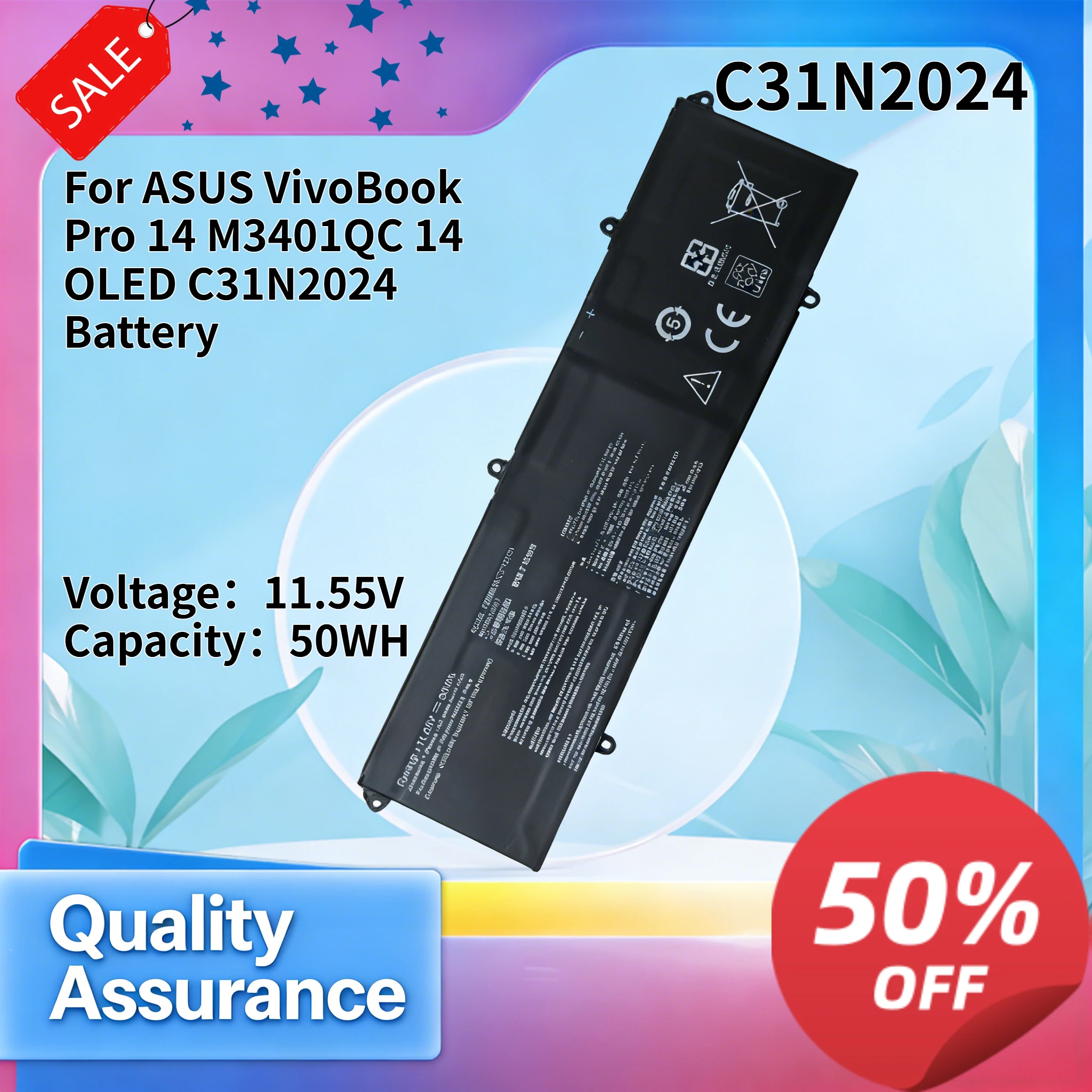 

50WH Compatible with ASUS VivoBook Pro 14 M3401QC 14 OLED C31N2024 Battery