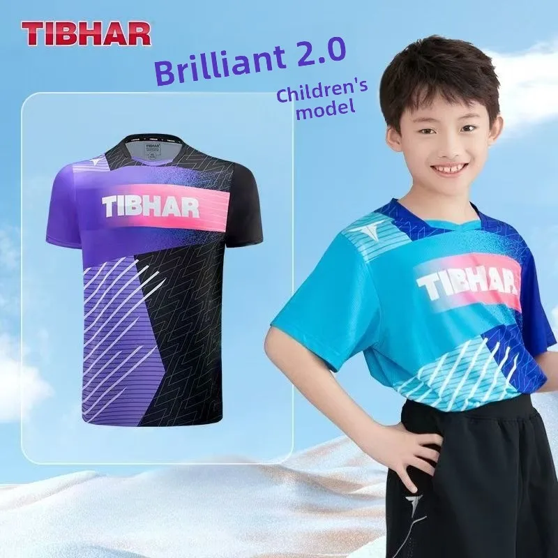 TIBHAR Upright Children's Table Tennis Clothes Boys' New Sportswear Summer Breathable Girls' Table Tennis Training Clothes
