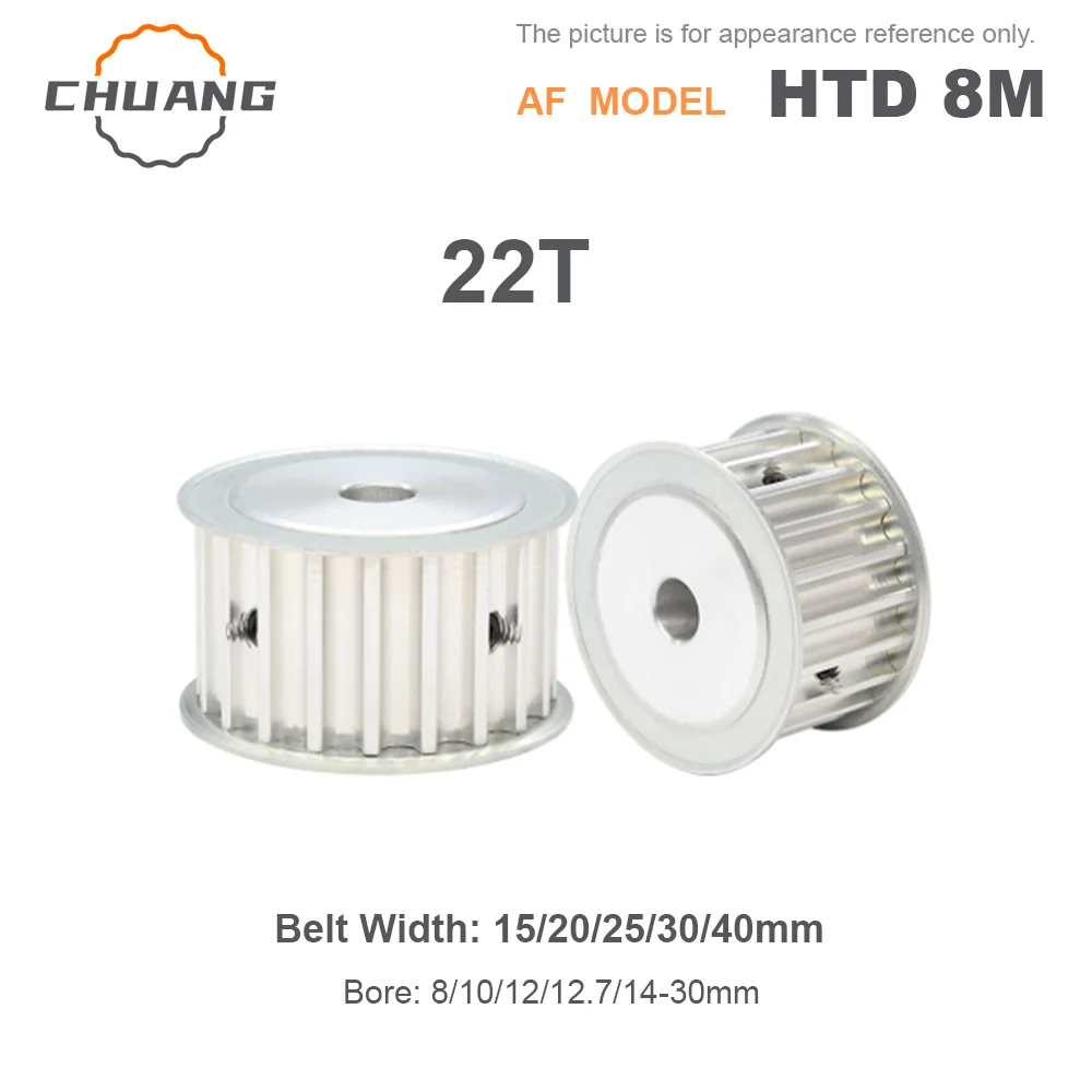 

22T HTD 8M Timing Belt Pulley AF-Type 22Teeth Hole 8mm-30mm For 15/20/25/30/40mm Wide Belt HTD 8M AF-Type Pulley 22T