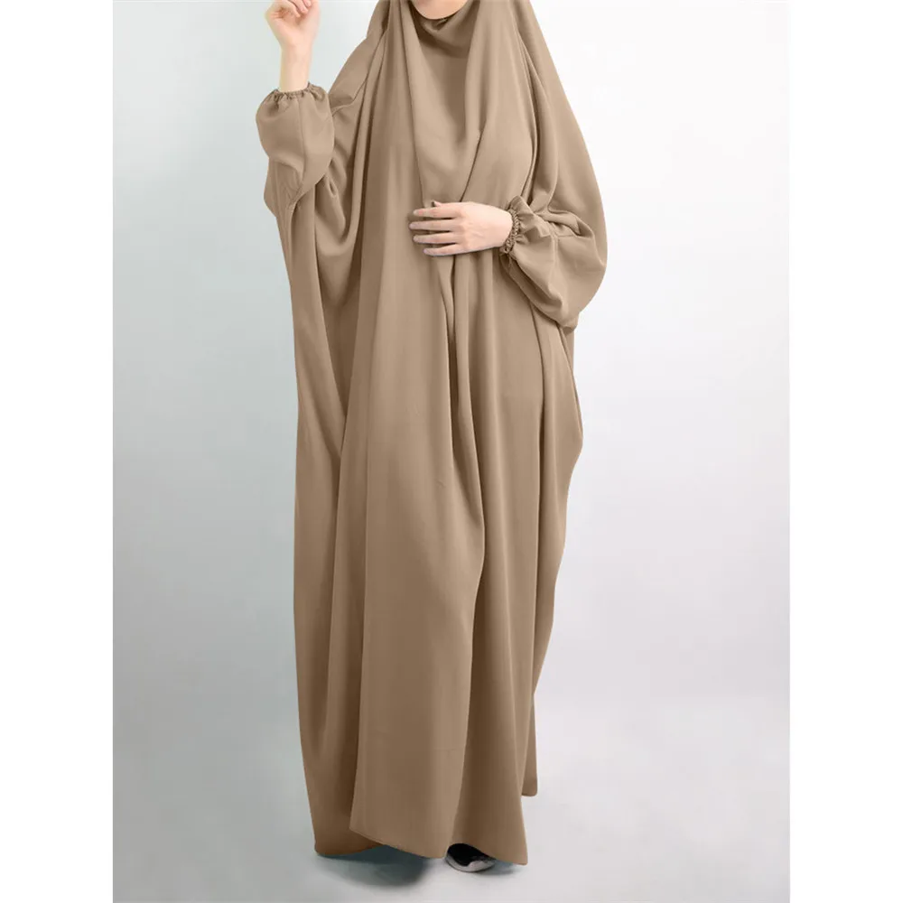 Eid Hooded Caftan One Piece Amira Khimar Muslim Women Overhead Hijab Prayer Garment Long Dress Turkey Burqa Islamic Robe Ramadan