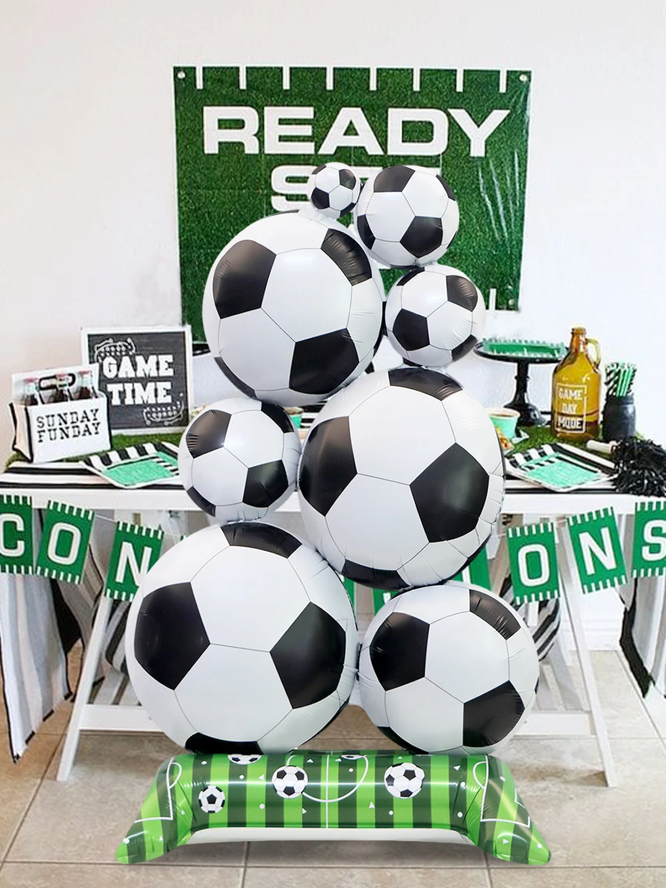 قطعة واحدة من كومة كرة القدم الدائمة من بالونات رقائق الألومنيوم، مناسبة لمستلزمات الحفلات الرياضية وحفلات كرة القدم