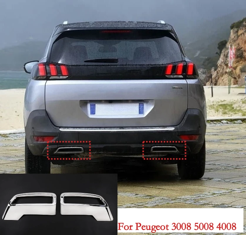 

For Peugeot 3008 5008 4008 2017-2022 ABS car exhaust pipe cover rear exhaust muffler pipe tail throat frame auto parts