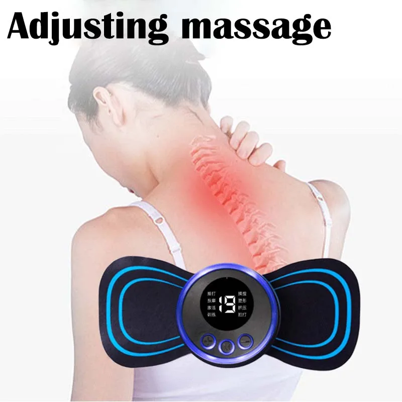 LCD Display Neck Massage Electric Massager Adjustable Full Body Relaxation Relieve Fatigue Mat Portable Gel Pad Stickers Slim