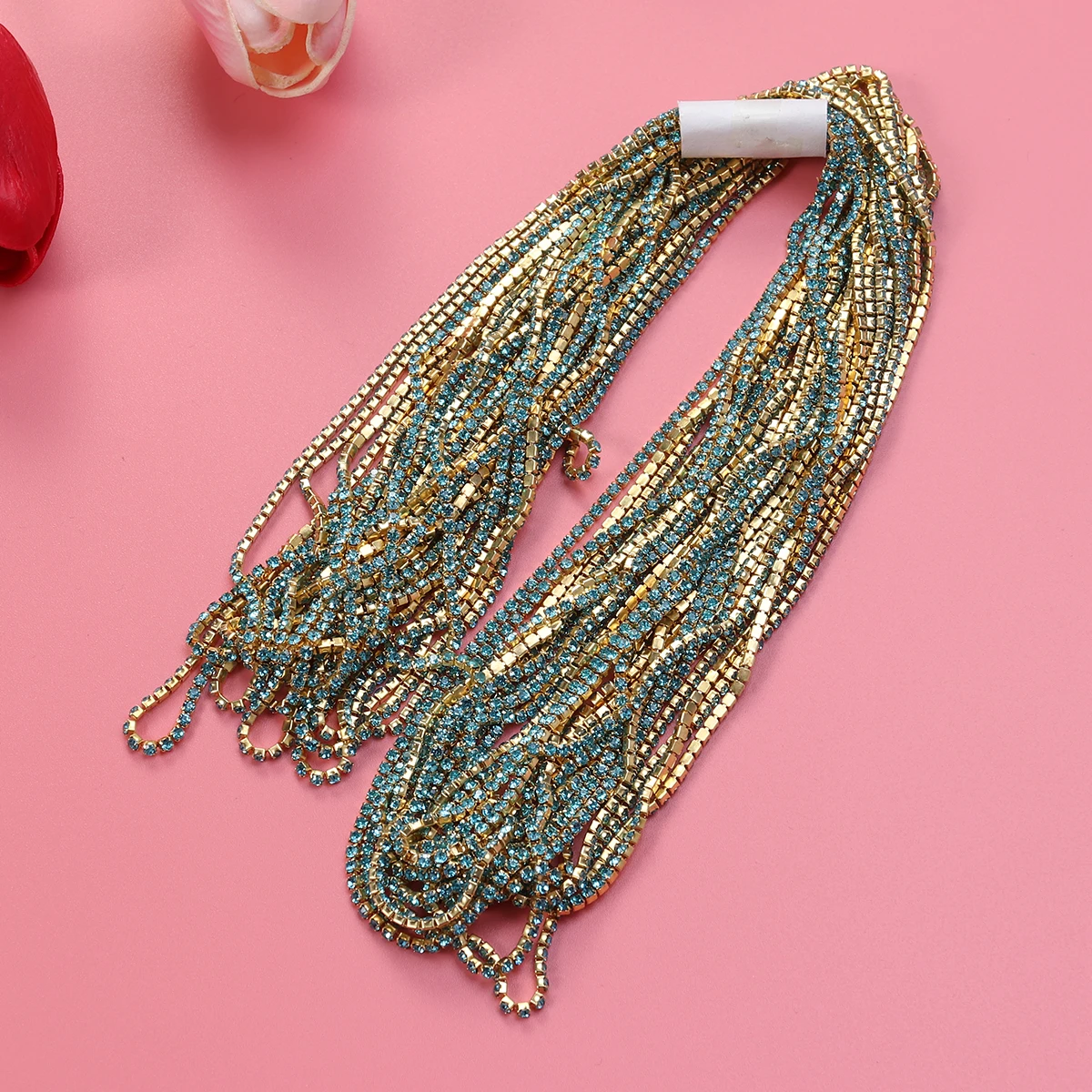 

10M Rhinestone Chain Crystal Trim Sewing Craft Sparkly Glass Jewelry Wedding Dress Shoe Clutch Accessories Decorative Fashion