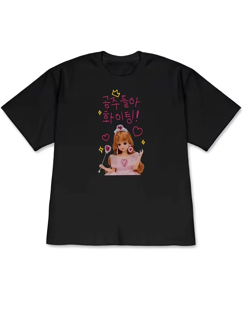 2026 Women Korean Alphabet  Hangul T-Shirt Casual Oversize Top Daily Wear Blouse Spring Summer Korean Language Learning Apparel