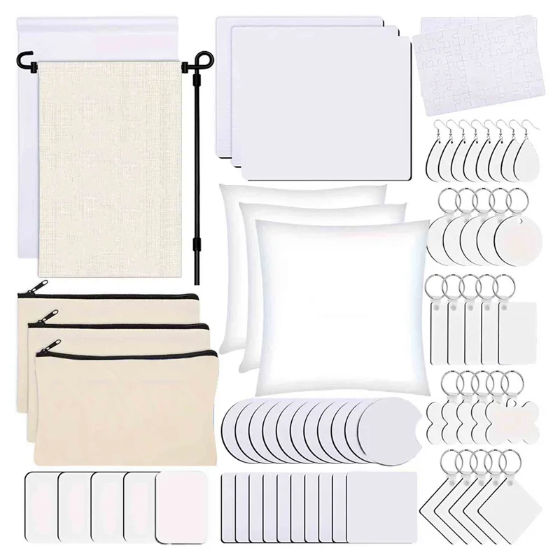 ABZL 128 PCS Sublimation Blanks Products, Christmas Ornaments Crafts Sublimation Kit , DIY Heat Printing Pattern Craft