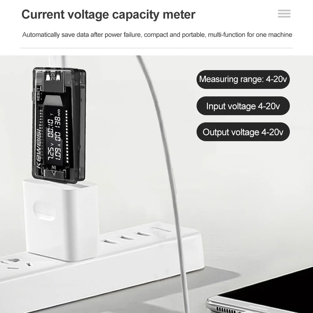 3 in 1 QC 2.0 Voltmeter Usb Tester Voltage 4V-20V Current Meter 0-3A LCD Mobile Battery Tester Power Detector USB Charger Doctor