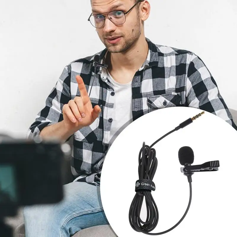 Micrófono de solapa mini 3.5mm para teléfono móvil PC laptop con cable para grabación 3