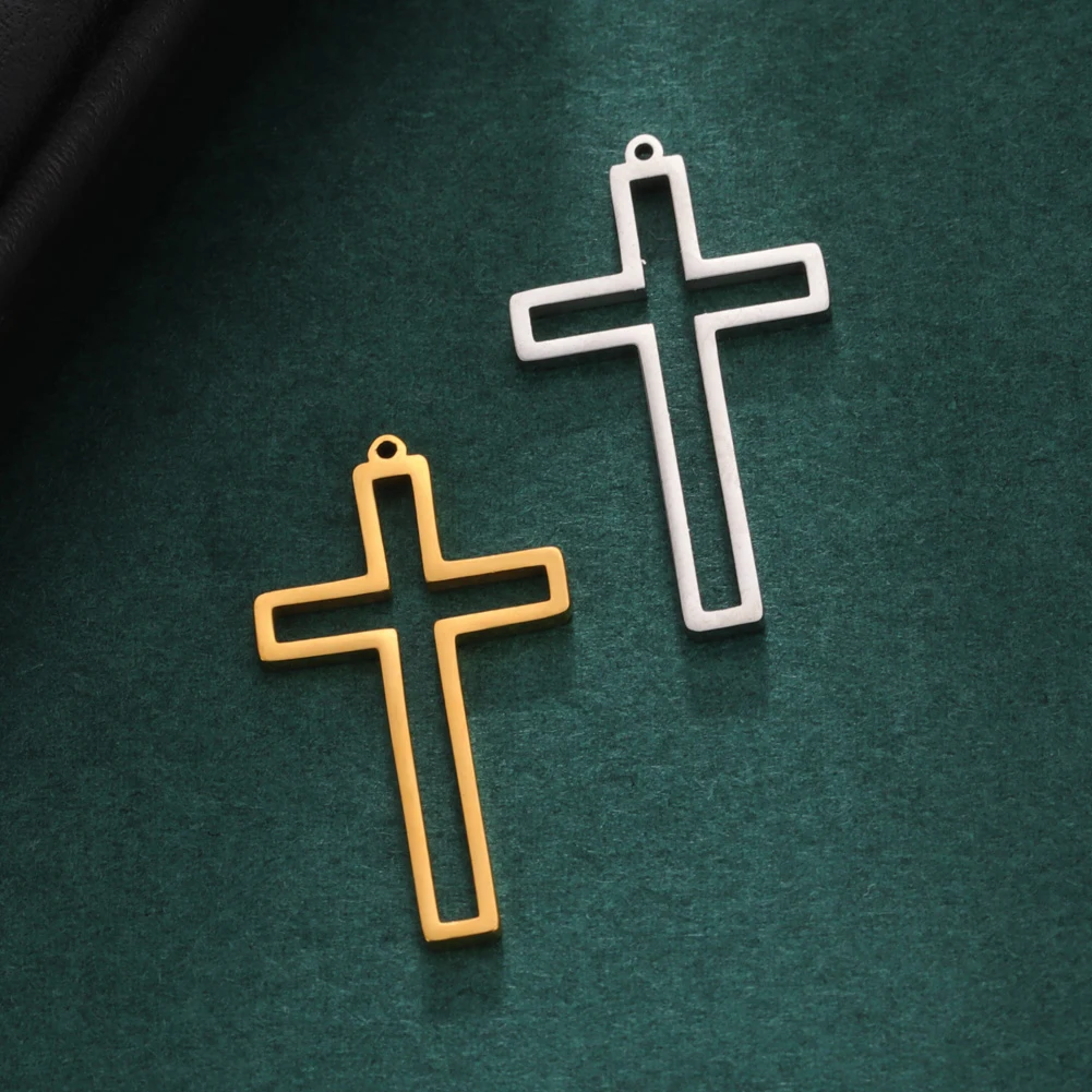 5pcs/ Lot Wholesale Hollow-Out Crosses Pendants Stainless Steel  Charms For Jewelry Making DIY Necklaces Earrings Accessories