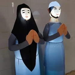 6ft Ramadan Inflatable Decorations Inflatable Eid Mubarak Decoration with LED Lights Islamic Couples Muslim Holidays Outdoor Toy