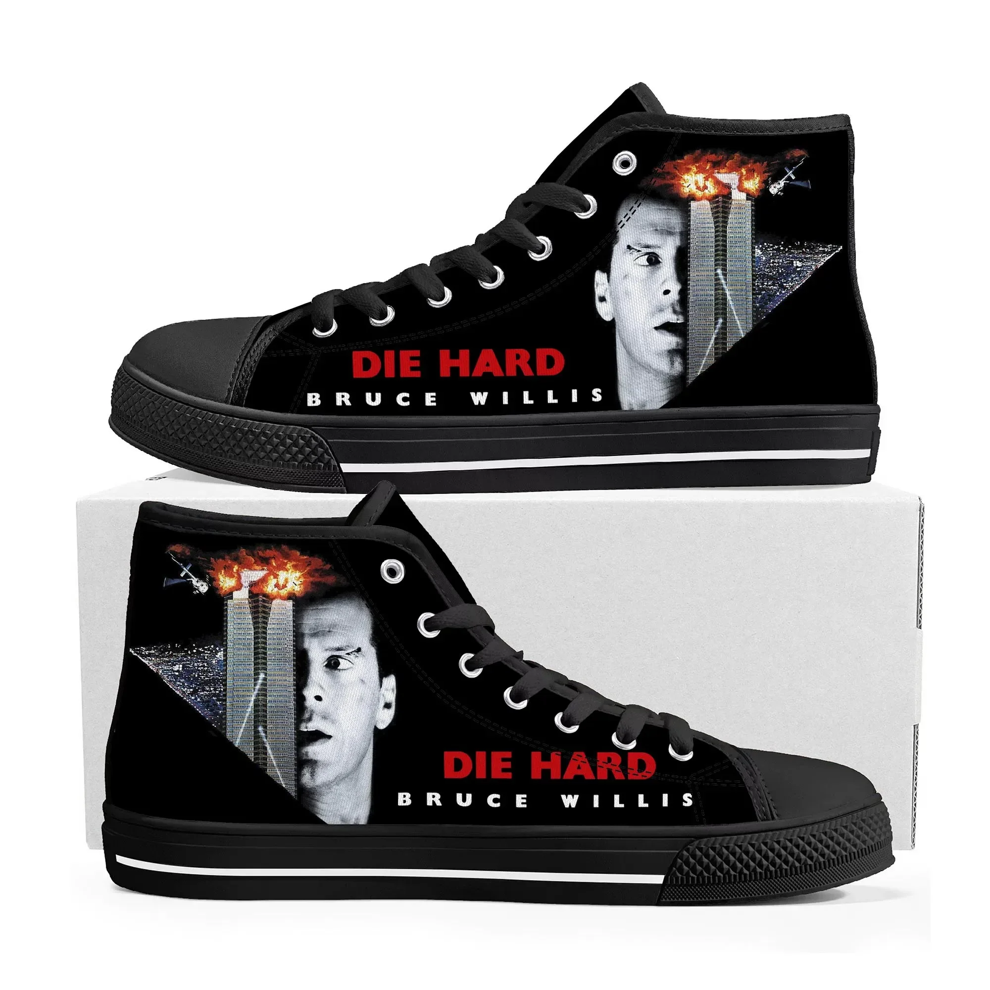 

Die Hard Bruce Willis High Top High Quality Sneakers Mens Womens Teenager Canvas Sneaker Casual Custom Made Shoes Customize Shoe