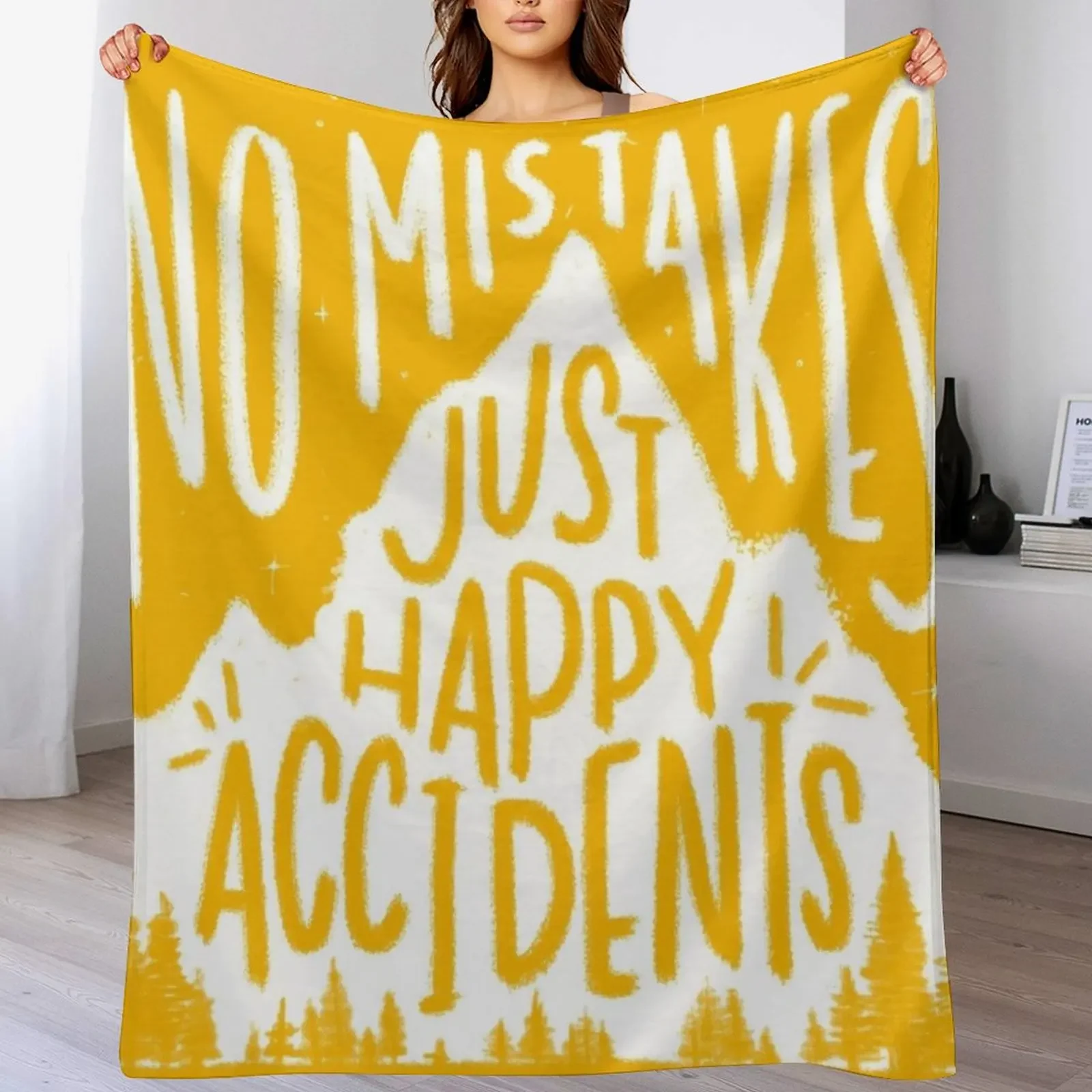 

Sunny No Mistakes, Just Happy Accidents Throw Blanket Decoratives Polar heavy to sleep Blankets