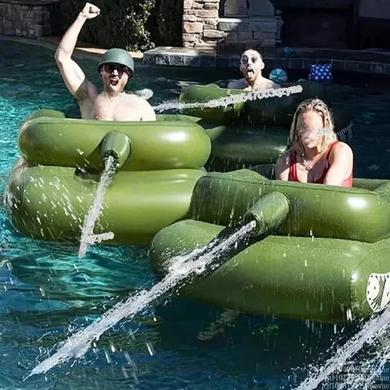 Inflatable Tank Spray Swimming Ring With Water Gun Children Adult Toys Surf Mounts Adults Boys Floating Row