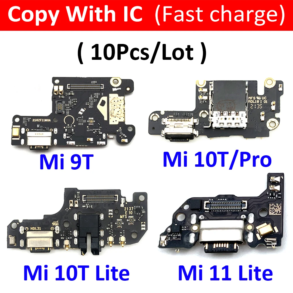 

10 шт./лот, плата зарядного USB-порта, гибкий кабель для Xiaomi Mi 9T 10T 10 Lite 11T Pro, док-разъем с микрофоном