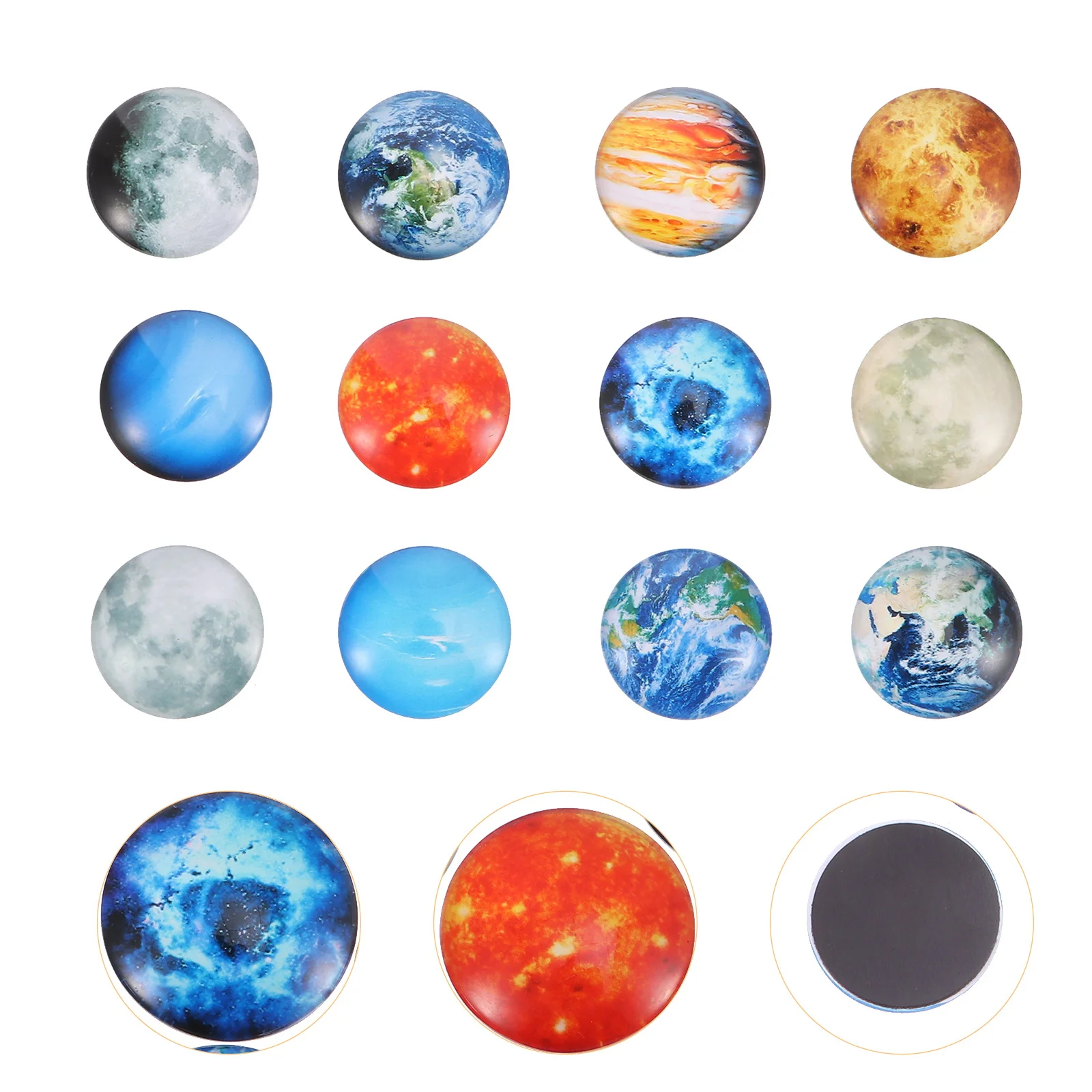 

12Pcs Glass Refrigerator Magnet Stickers 3D Moon Pattern Magnetic Fridge Decals for Notes Photos Decoration