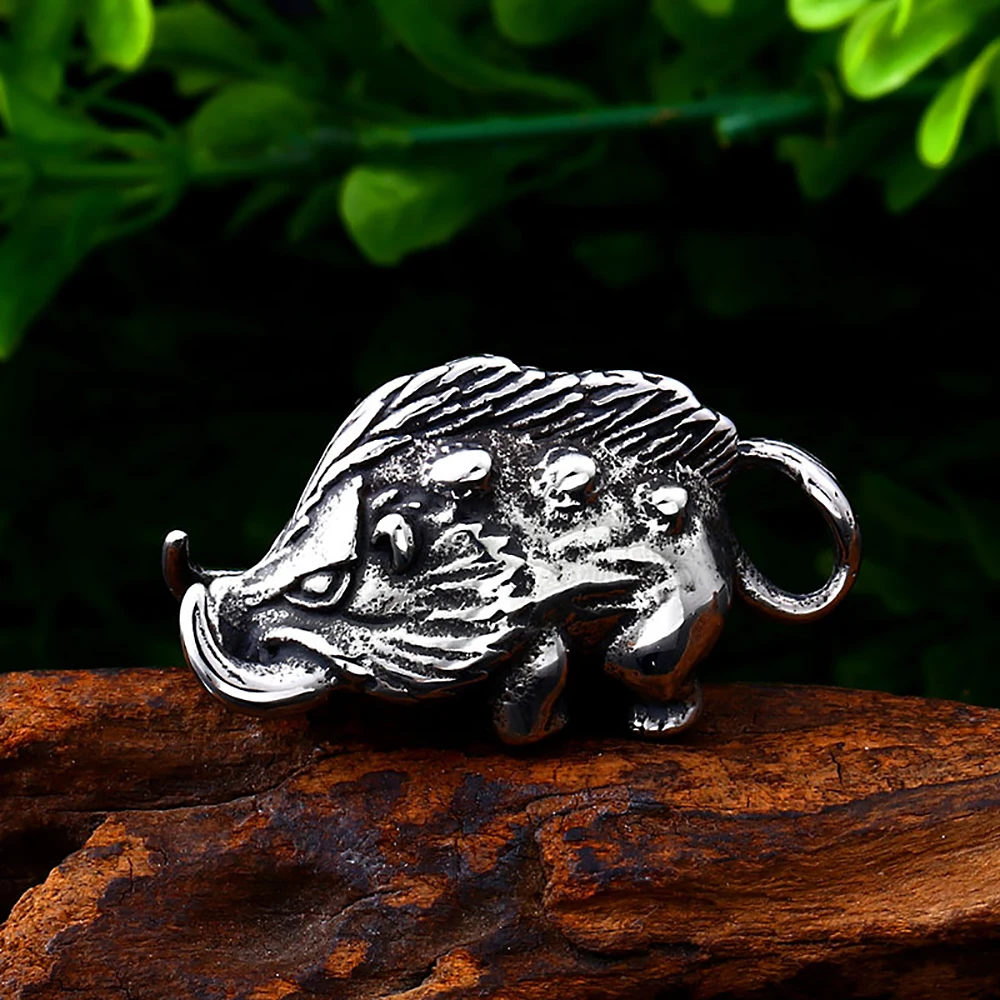 Nordic Vintage Vikings Wild Boar Necklace For Men 316L Stainless Steel Viking 3D Animal Pendant Punk Jewelry Gifts Dropshipping