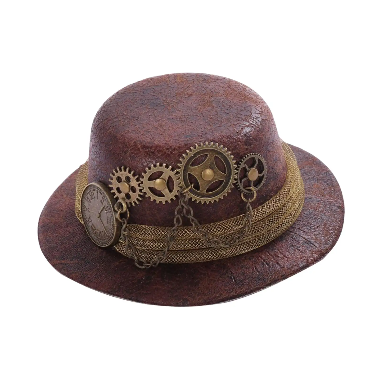 Woman Mini Steampunk Top Hat, with Alligator Clips Retro Brown Color DIY