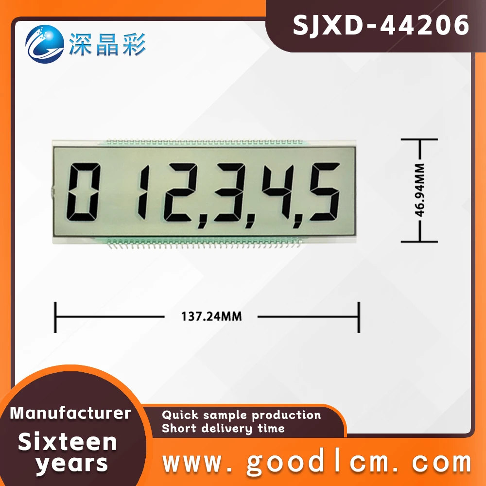 schermi a strisce lunghe con display digitale a 8 caratteri, schermo con codice segmento TN ad alto contrasto SJXD-44206 Con punto decimale
