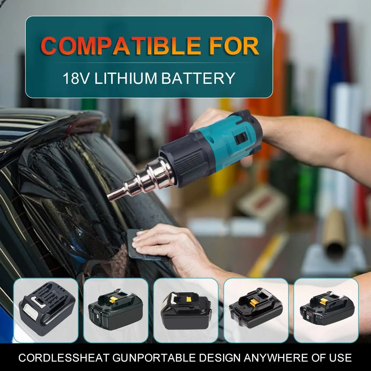 

Portable Cordless Heat Gun for 18V Battery- Max 1202°F Variable Temperature Control,Hot Air Gun